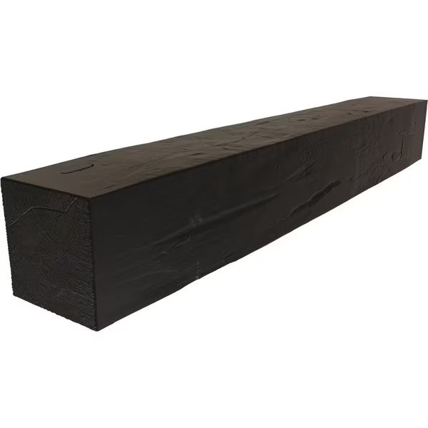 Hand Hewn Faux Wood Fireplace Mantel, Premium Ebony, 8